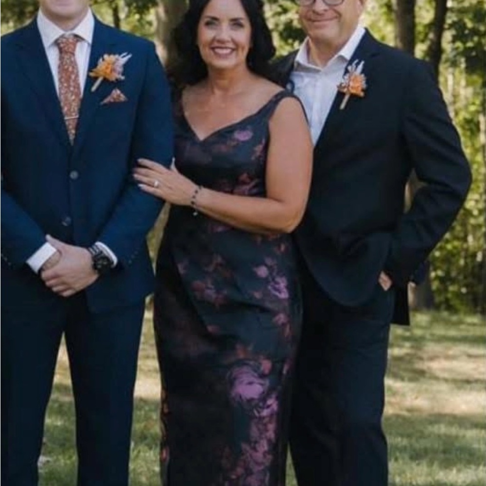 Kay Unger Black and Pink Floral Wedding Dress - Picture 4 of 4